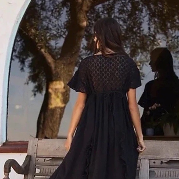 Free People Bring The Romance Ruffles Lace Romantic Midi Dress XS - Picture 3 of 3